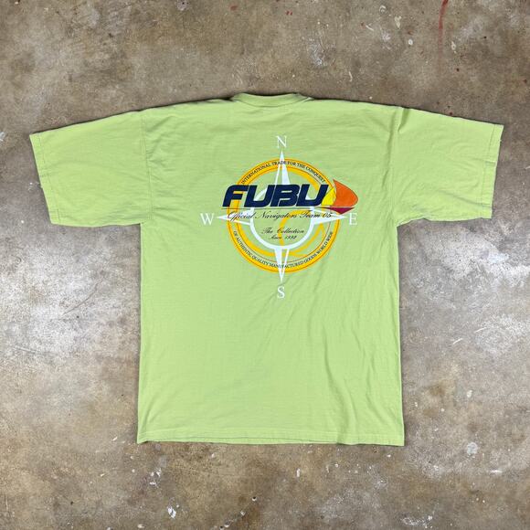 Vintage FUBU Sailing T-Shirt Men’s XL Lime Green Oversized Y2K Streetwear - Picture 4 of 10